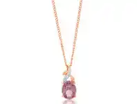 Shiels 9ct Rose Gold Created Peach Sapphire & Diamond Pendant offer