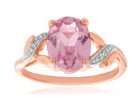 Shiels 9ct Rose Gold Created Peach Sapphire & Diamond Ring offer