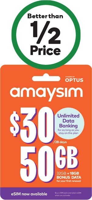 Woolworths Amaysim $30 starter kit¥ offer