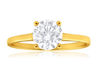 Shiels 9ct Yellow Gold 6mm Brilliant Cut Cubic Zirconia 4 Claw Ring offer