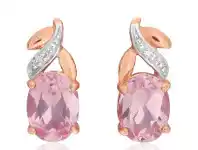 Shiels 9ct Rose Gold Created Peach Sapphire & Diamond Studs offer