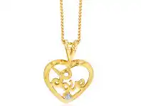 Shiels 9ct Yellow Gold Zirconia "Love" Heart Pendant offer