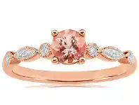 Shiels 9ct Rose Gold Round Cut Morganite and Diamond Ring offer