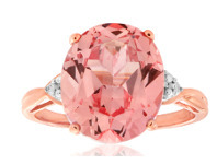 Shiels 9ct Rose Gold Created Peach Sapphire & Diamond Ring offer