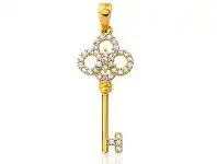Shiels 9ct Yellow Gold Zirconia Key Pendant offer