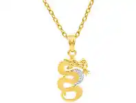Shiels 9ct Yellow Gold Diamond Dragon Pendant offer