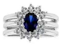 Shiels Sterling Silver Created Blue Sapphire and Created White Sapphire 3 Ring Set offer