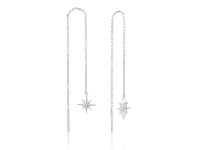 Shiels Sterling Silver Zirconia Starburst Threader Earrings offer