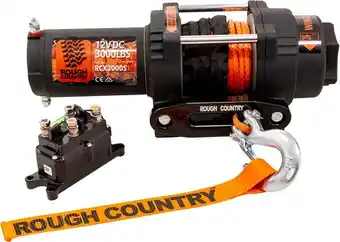 Autobarn Rough country 3000lbs electric atv recovery winch with synthetic rope offer