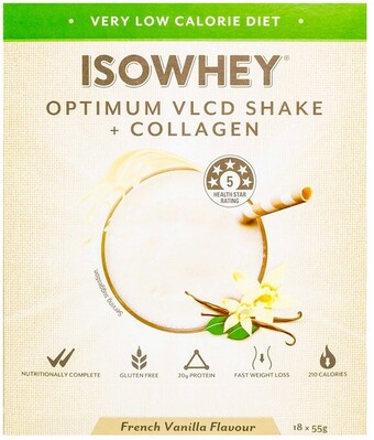 healthylife Isowhey vlcd (very low calorie diet) & collagen shake french vanilla 18x55g offer