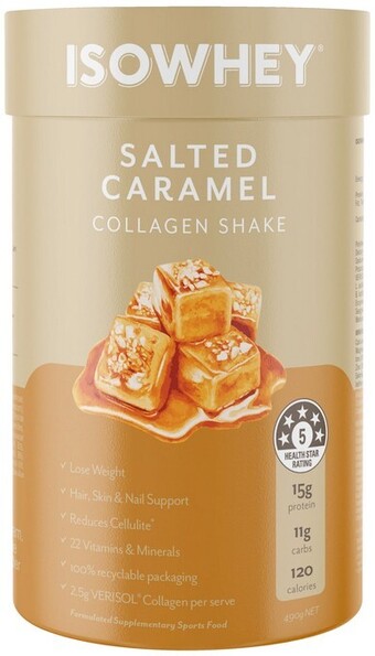 healthylife Isowhey salted caramel collagen shake 490g offer