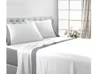 Lincraft Duchess 500 Thread Count Pima Cotton Sheet Set QB - White/ Silver offer