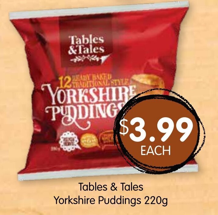Tables & Tales Yorkshire Puddings 220g offer at Spudshed
