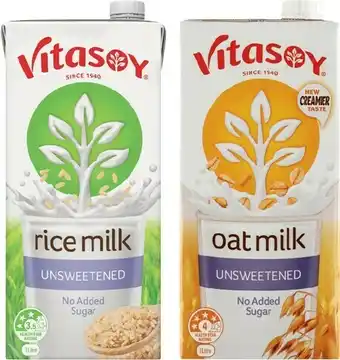 IGA Vitasoy Unsweetened Rice or Oat Long Life Milk 1 Litre offer