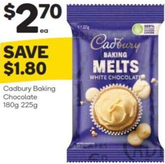 Cadbury Baking Chocolate 180g 225g offer at Woolworths