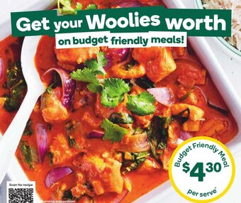Woolworths Budget Friendly Meal offer