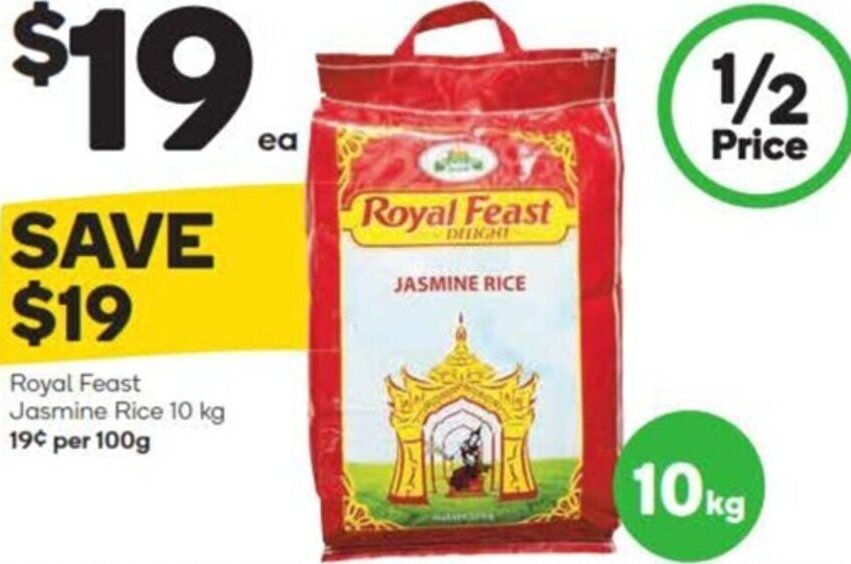 Royal Feast Jasmine Rice 10 kg offer at Woolworths