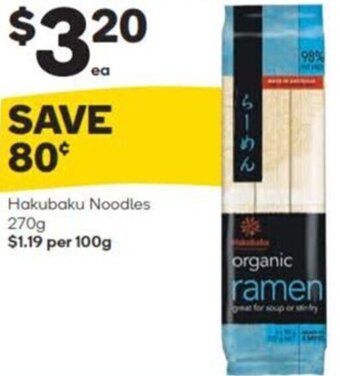 Woolworths Hakubaku Noodles 270g offer