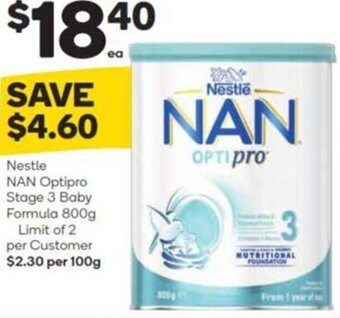 Woolworths Nestle NAN Optipro Stage 3 Baby Formula 800g offer