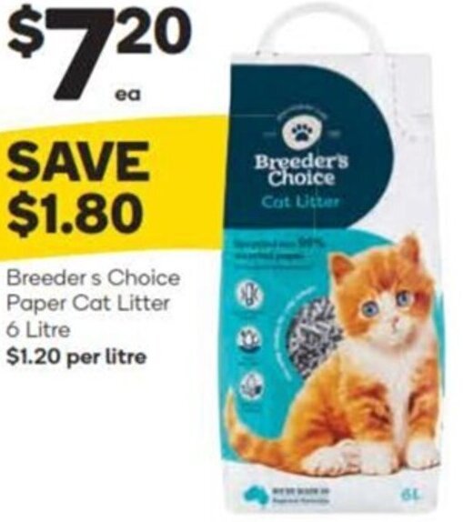 Breeders Choice Paper Cat Litter 6 Litre offer at Woolworths