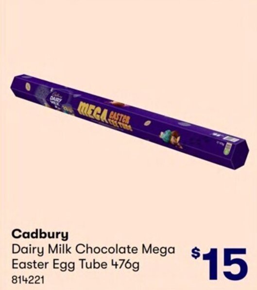 Cadbury Dairy Milk Chocolate Mega Easter Egg Tube 476g offer at Costco