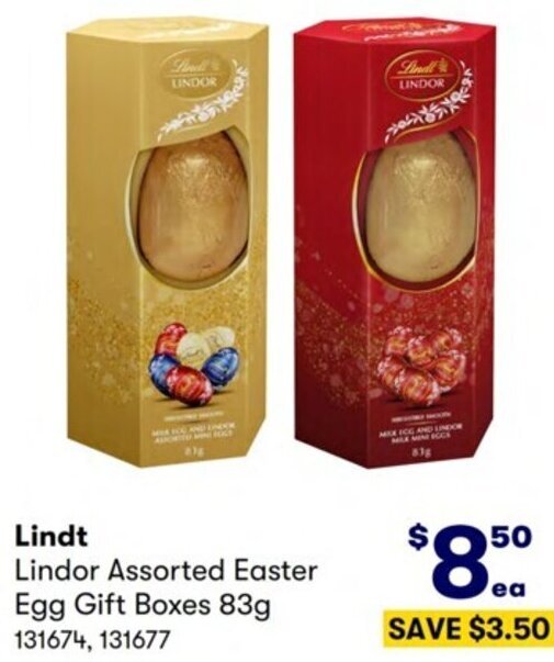 Lindt Lindor Assorted Easter Egg Gift Boxes 83g offer at Costco