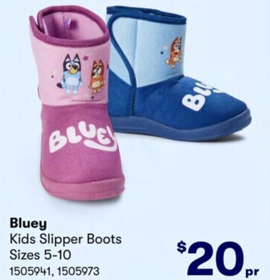 Bluey Kids Slipper Boots Sizes 510 offer at Costco