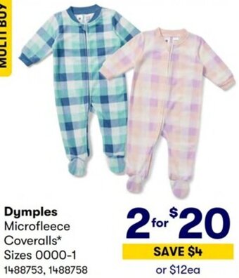 Dymples Microfleece Coveralls Sizes 0000-1