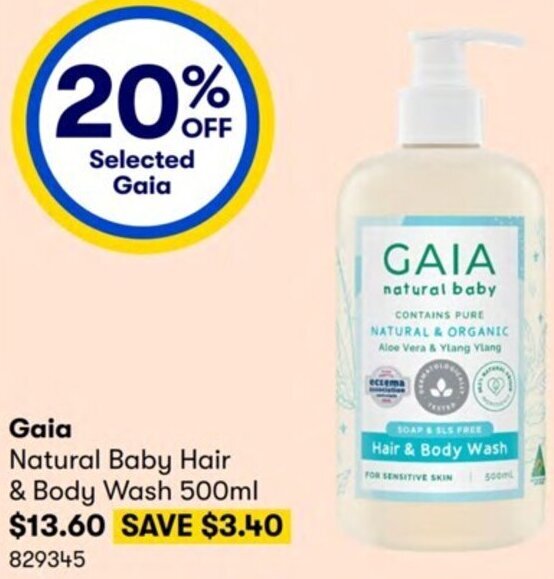 Gaia Natural Baby Hair & Body Wash 500ml offer at Costco