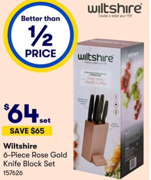 Wiltshire 6Piece Rose Gold knife Block Set offer at Costco