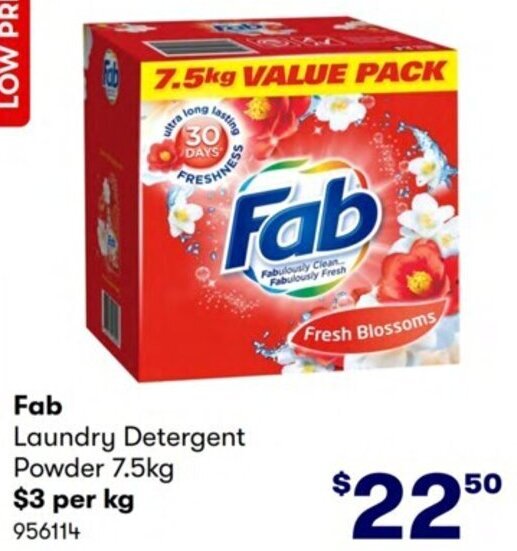 Fab Laundry Detergent Powder 7.5kg offer at Costco