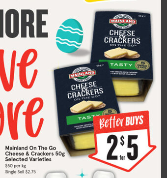 IGA Mainland On The Go Cheese & Crackers 50g offer