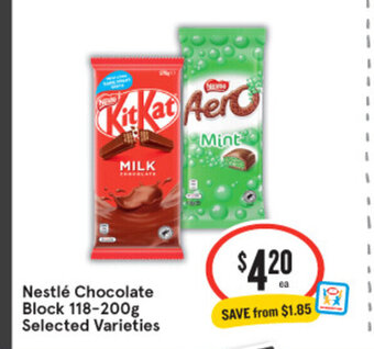 IGA Nestlé Chocolate Block 118-200g offer