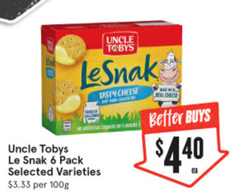 IGA Uncle Tobys Le Snack 6 Pack offer