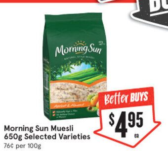 IGA Morning Sun Muesli 650g offer