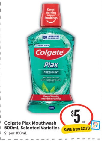 IGA Colgate Plax Mouthwash 500ml offer