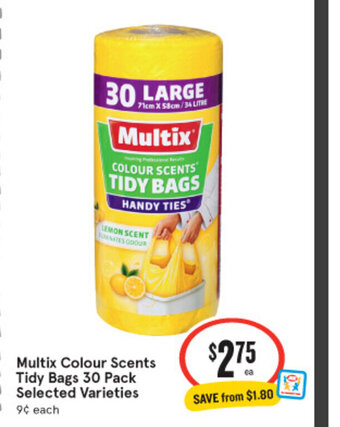 IGA Multix Colour Scents Tidy Bags 30 Pack offer