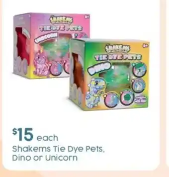 Shakems Tie Dye Pets. Dino or Unicorn