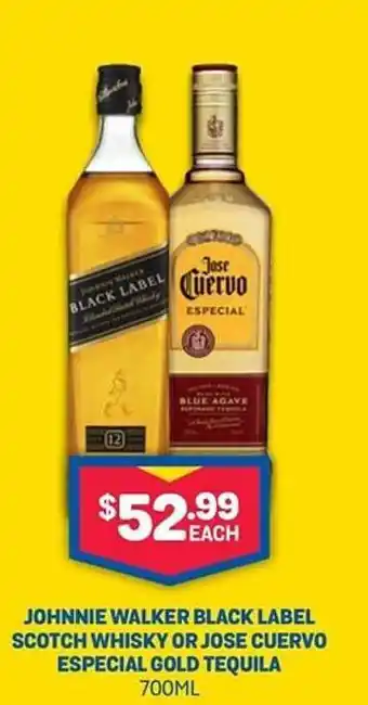 Bottlemart Johnnie walker black label scotch whisky or jose cuervo especial gold tequila offer