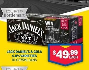 Bottlemart Jack daniel's & cola offer
