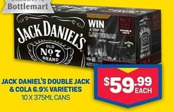 Bottlemart Jack daniel's double jack & cola offer