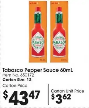 Campbells Wholesale Tobasco pepper sauce offer