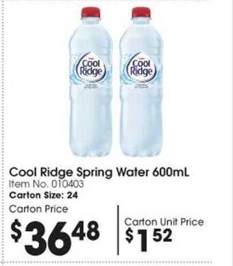 Campbells Wholesale Cool ridge spring water offer