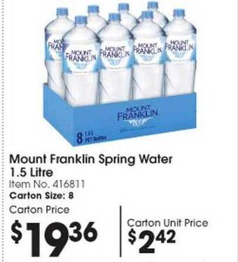 Campbells Wholesale Mount franklin spring water offer