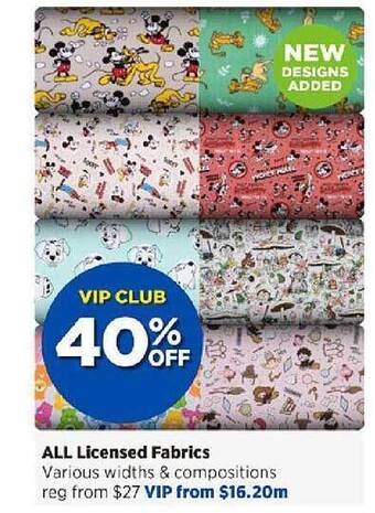Spotlight All licensed fabrics offer