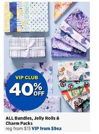 Spotlight Bundles, jelly rolls & charm packs offer