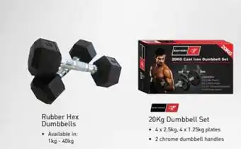 Rubber hex dumbbells, 20kg dumbbell set