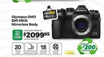 Teds Cameras Olympus omd em1 mkiii mirrorless body offer