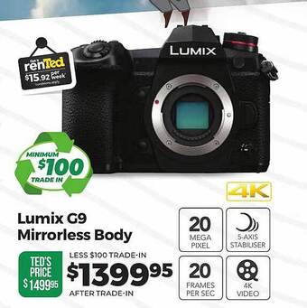 Teds Cameras Lumix g9 mirrorless body offer