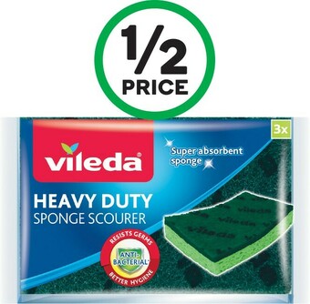 Woolworths Vileda Heavy Duty Sponge Scourer Pk 3 offer